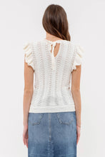 Load image into Gallery viewer, Eyelet Back Tie Sweater Top - Ivory