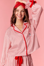 Load image into Gallery viewer, Velvet Wreath Striped PJ Set