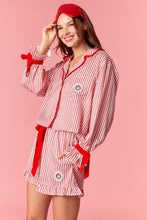 Load image into Gallery viewer, Velvet Wreath Striped PJ Set