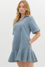 Load image into Gallery viewer, Sunny Denim Frill Mini Dress