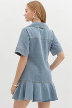Load image into Gallery viewer, Sunny Denim Frill Mini Dress