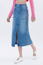 Load image into Gallery viewer, Vervet High Rise Utility Midi Denim Skirt