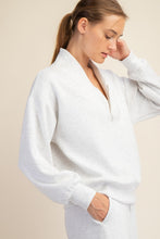 Load image into Gallery viewer, Rae Mode Scuba Luxe V-Neck Zip Up / Light Heather Grey