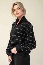 Load image into Gallery viewer, Rae Mode Scuba Stripe V-neck Zip Up / Black