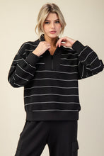 Load image into Gallery viewer, Rae Mode Scuba Stripe V-neck Zip Up / Black