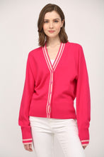 Load image into Gallery viewer, Preppy Pink Stripe Cardigan