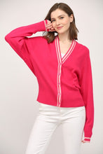 Load image into Gallery viewer, Preppy Pink Stripe Cardigan
