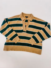 Load image into Gallery viewer, Camden Polo Stripe Sweater / Hunter Green
