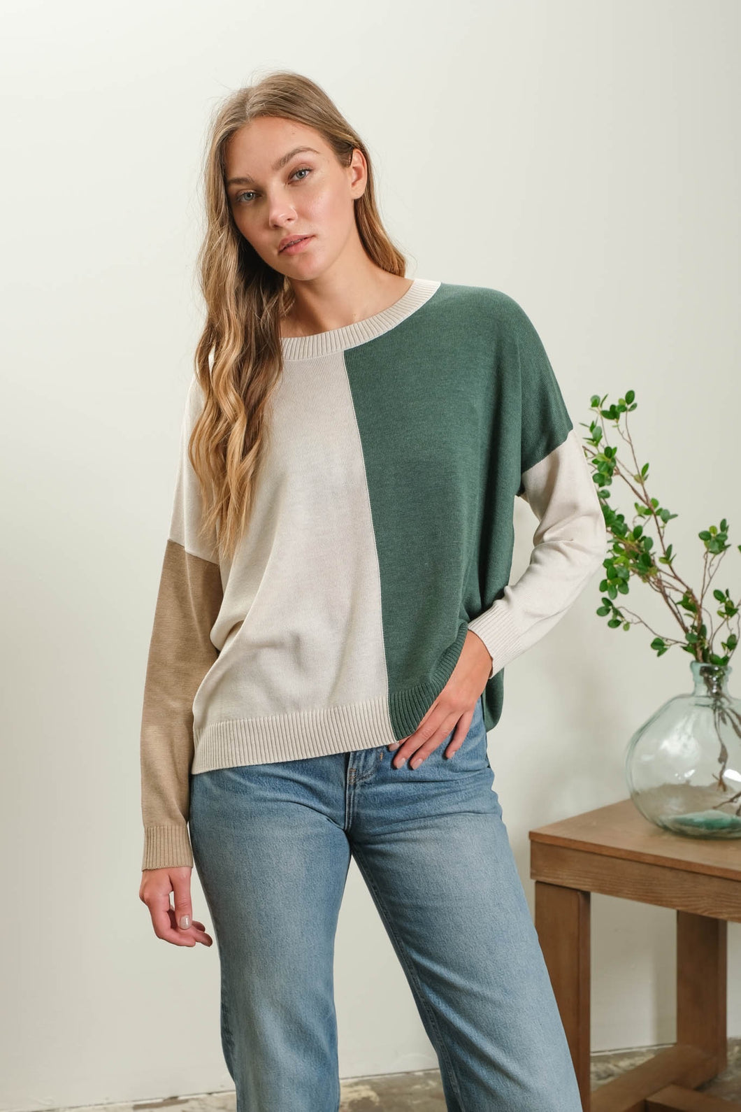 Forest Finder Color Block Sweater