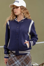 Load image into Gallery viewer, Varsity Sweater Jacket / Navy
