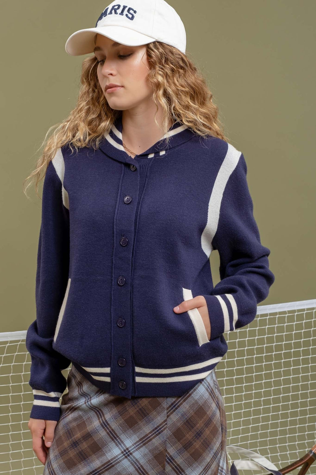 Varsity Sweater Jacket / Navy