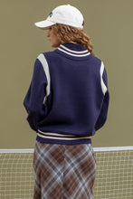 Load image into Gallery viewer, Varsity Sweater Jacket / Navy
