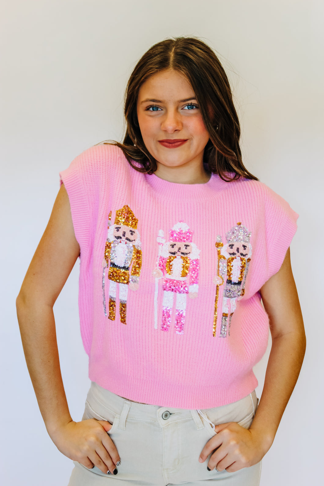 Sequin Nutcracker Sleeveless Sweater