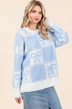 Load image into Gallery viewer, Angelina Checkered Oversized Bow Sweater
