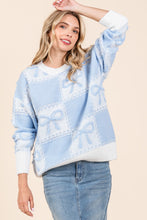 Load image into Gallery viewer, Angelina Checkered Oversized Bow Sweater
