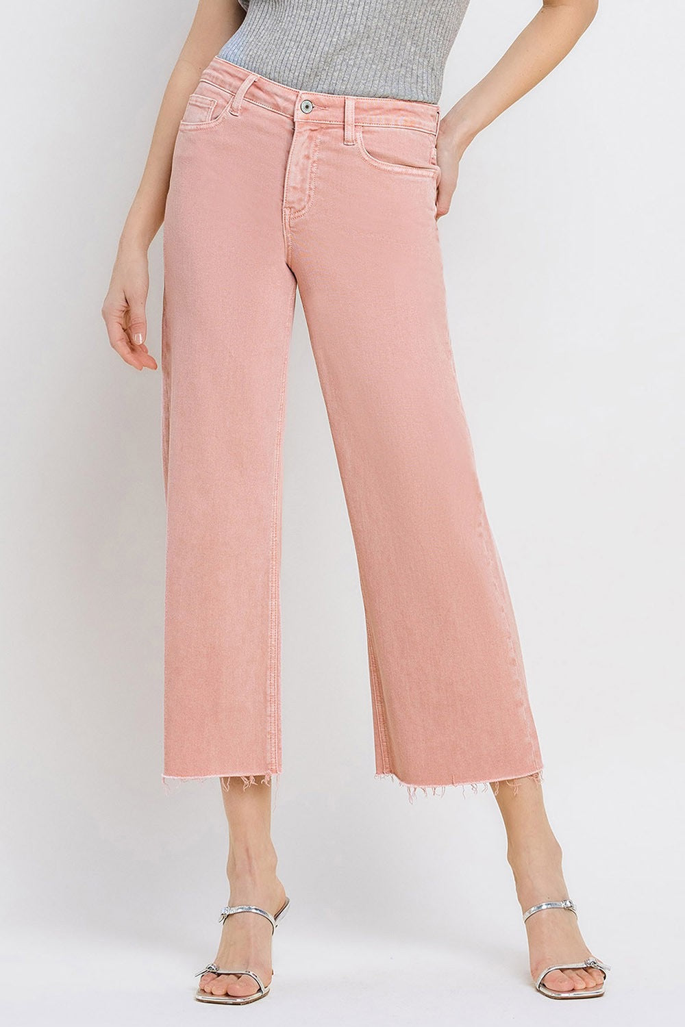 Vervet Olivia Crop Wide Leg Denim / Silver Pink