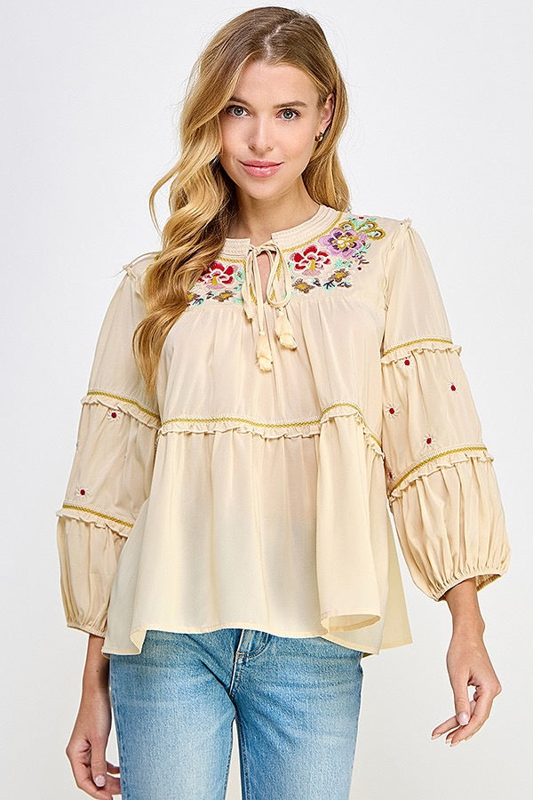 Ember Embroidery Top