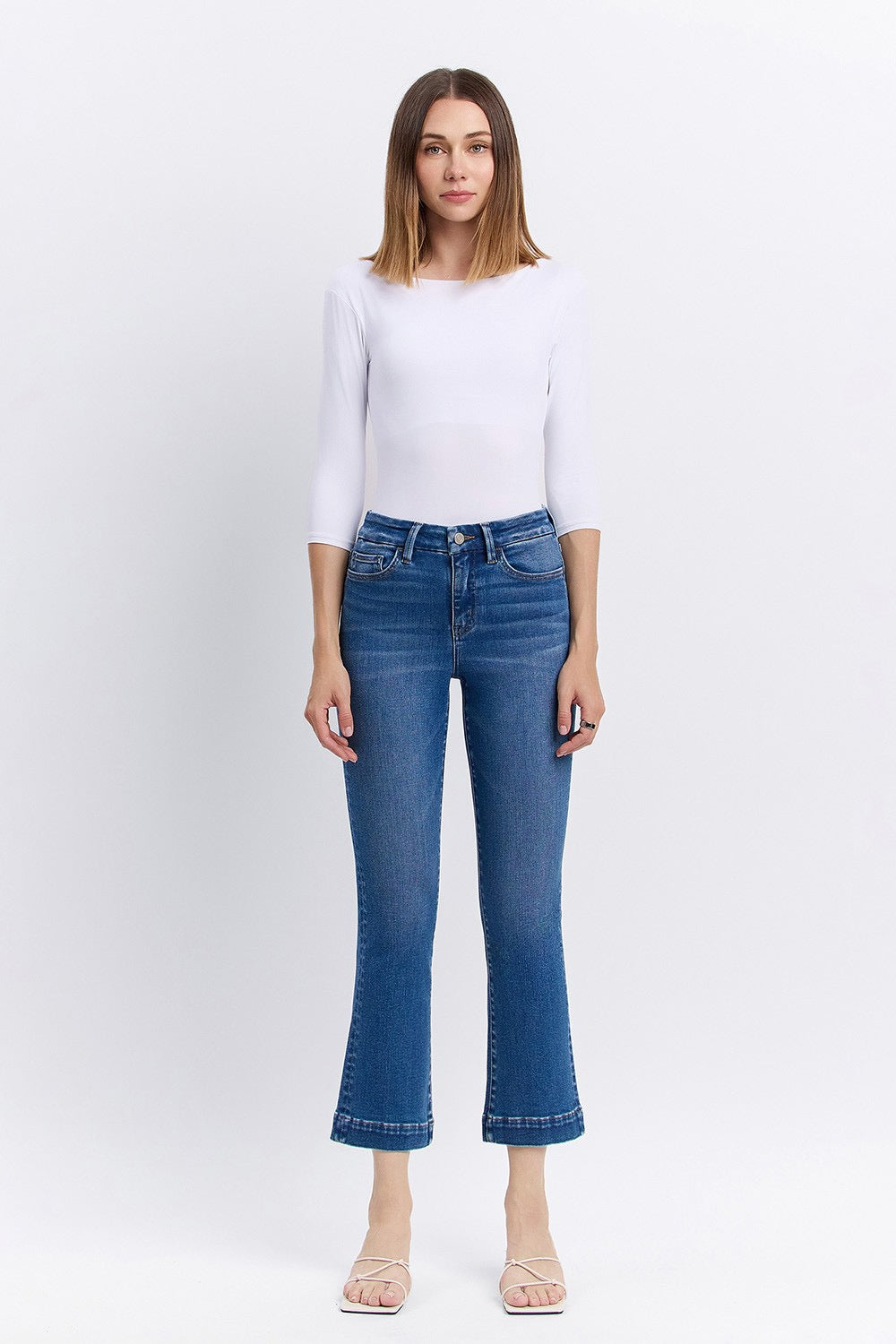 Vervet Bella High Rise Trouser Hem Crop Flare Denim