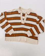 Load image into Gallery viewer, Camden Striped Polo Sweater / Mocha
