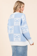 Load image into Gallery viewer, Angelina Checkered Oversized Bow Sweater
