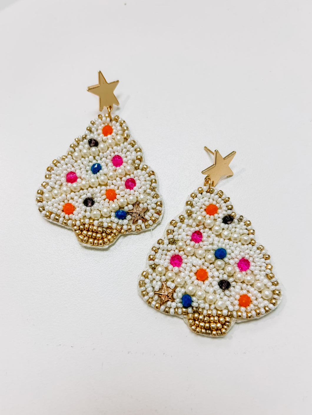 Neutral Christmas Tree Earrings