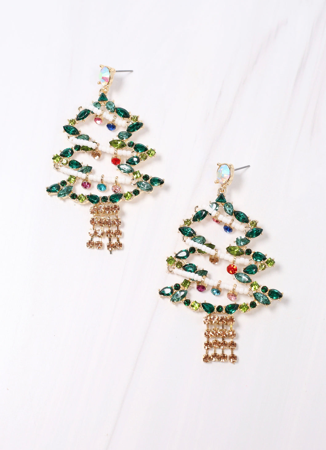 Jeweled Christmas Tree Earring