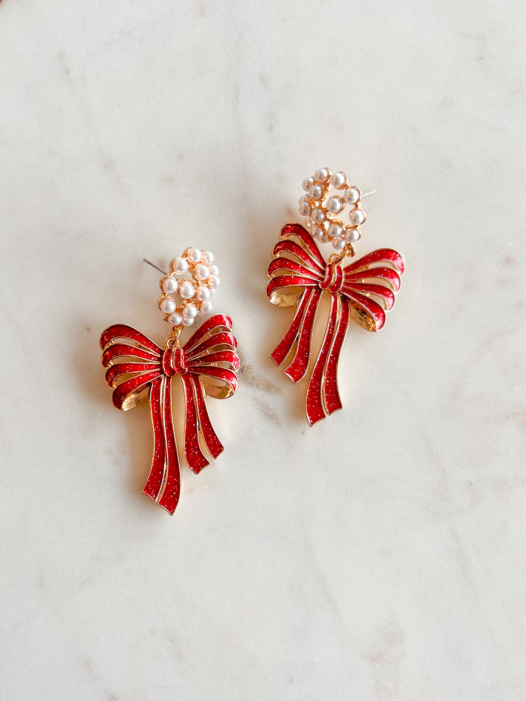 Holiday Bow Red Earrings