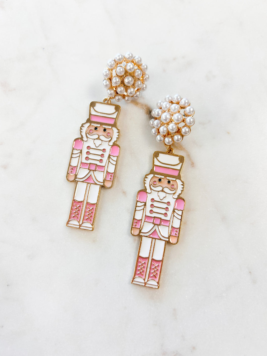 White Nutcracker Earrings