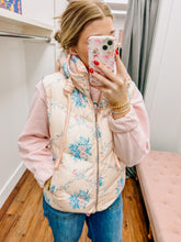 Load image into Gallery viewer, Floral Pink Hoodie Puffer Vest
