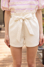 Load image into Gallery viewer, Self Tie Woven Ivory Shorts
