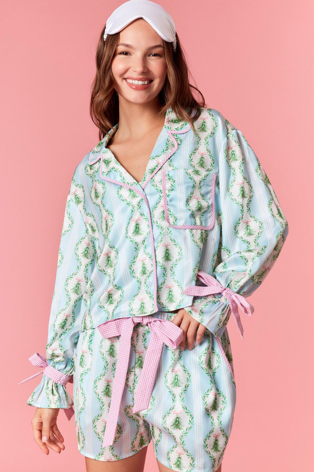 Evergreen & Pink Christmas PJ Set