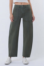 Load image into Gallery viewer, Flying Monkey Super High Rise Elastic Waistband Barrel Jeans / Deep Forest
