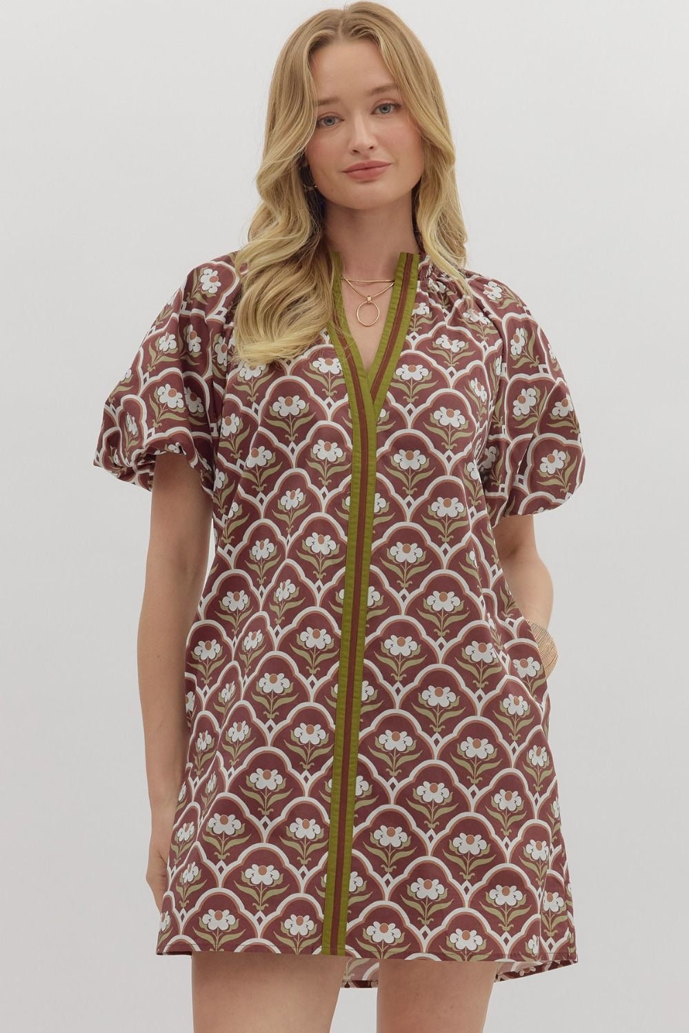 Autumn Sage Floral Dress