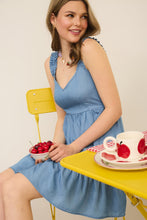 Load image into Gallery viewer, Chambray Ruffle Mini Dress
