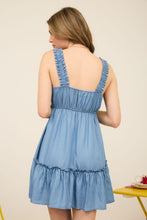 Load image into Gallery viewer, Chambray Ruffle Mini Dress
