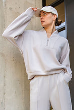 Load image into Gallery viewer, Rae Mode Scuba Luxe V-neck Zip Up / Mocha Cream
