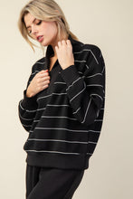 Load image into Gallery viewer, Rae Mode Scuba Stripe V-neck Zip Up / Black
