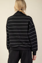 Load image into Gallery viewer, Rae Mode Scuba Stripe V-neck Zip Up / Black
