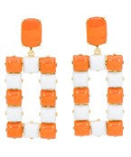 Orange & White Check Earrings