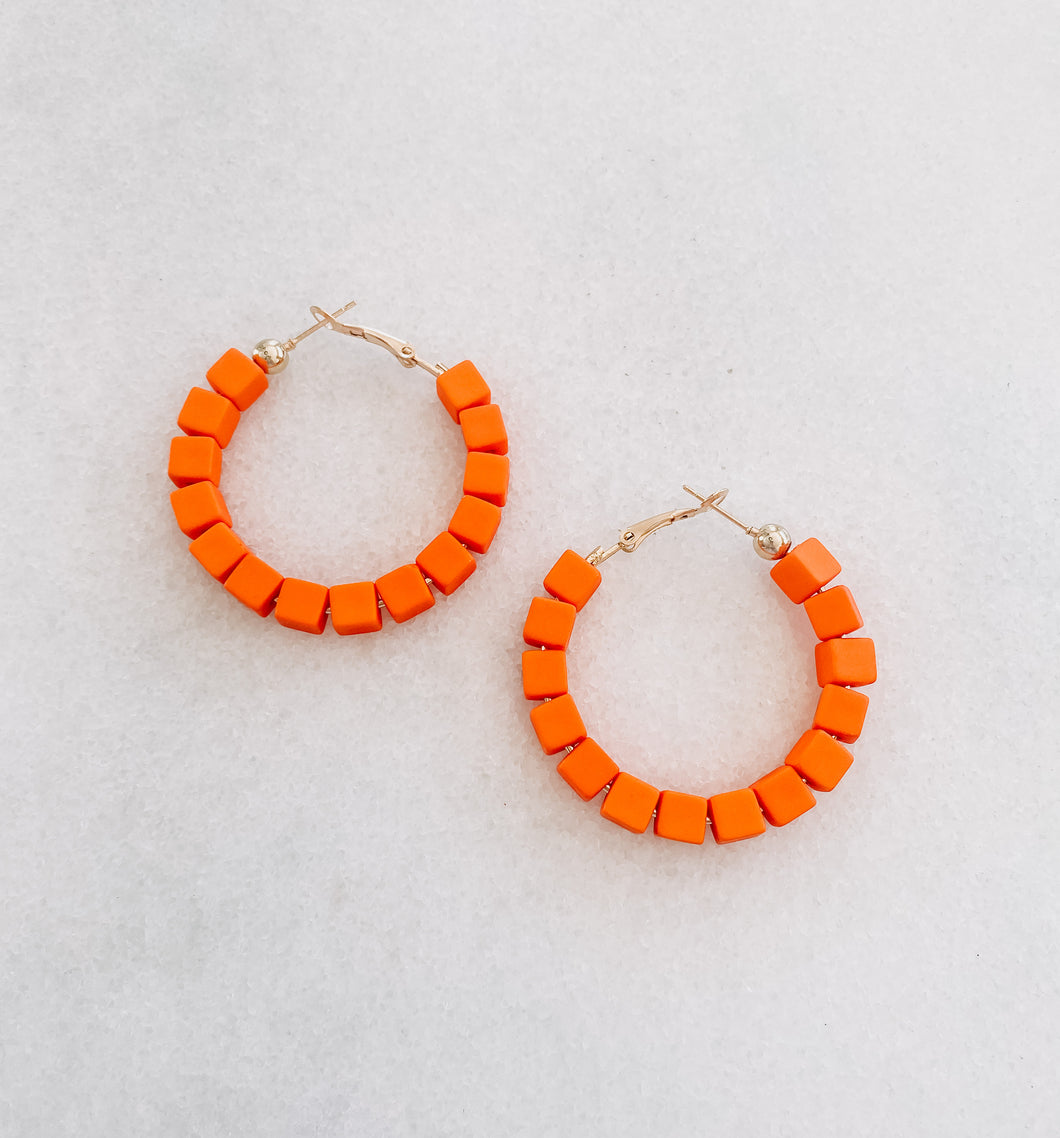 Orange Block Hoops